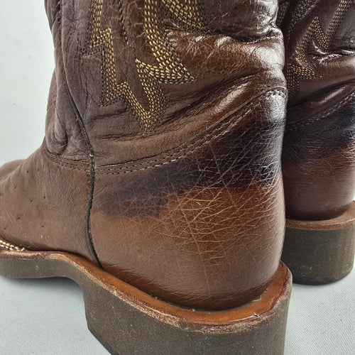 Justin Women’s Brown Ostrich Quill Western Cowboy Boots Size 6.5