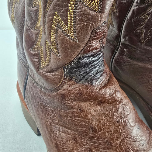 Justin Women’s Brown Ostrich Quill Western Cowboy Boots Size 6.5