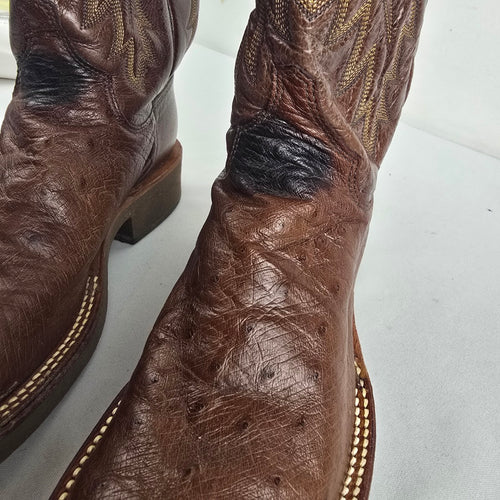 Justin Women’s Brown Ostrich Quill Western Cowboy Boots Size 6.5