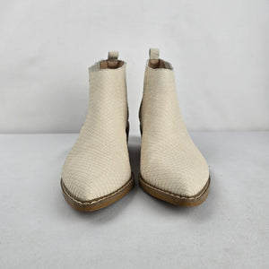 MIIM Cream Snake Embossed Leather Ankle Boots Size 7