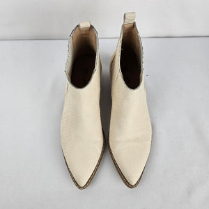 MIIM Cream Snake Embossed Leather Ankle Boots Size 7