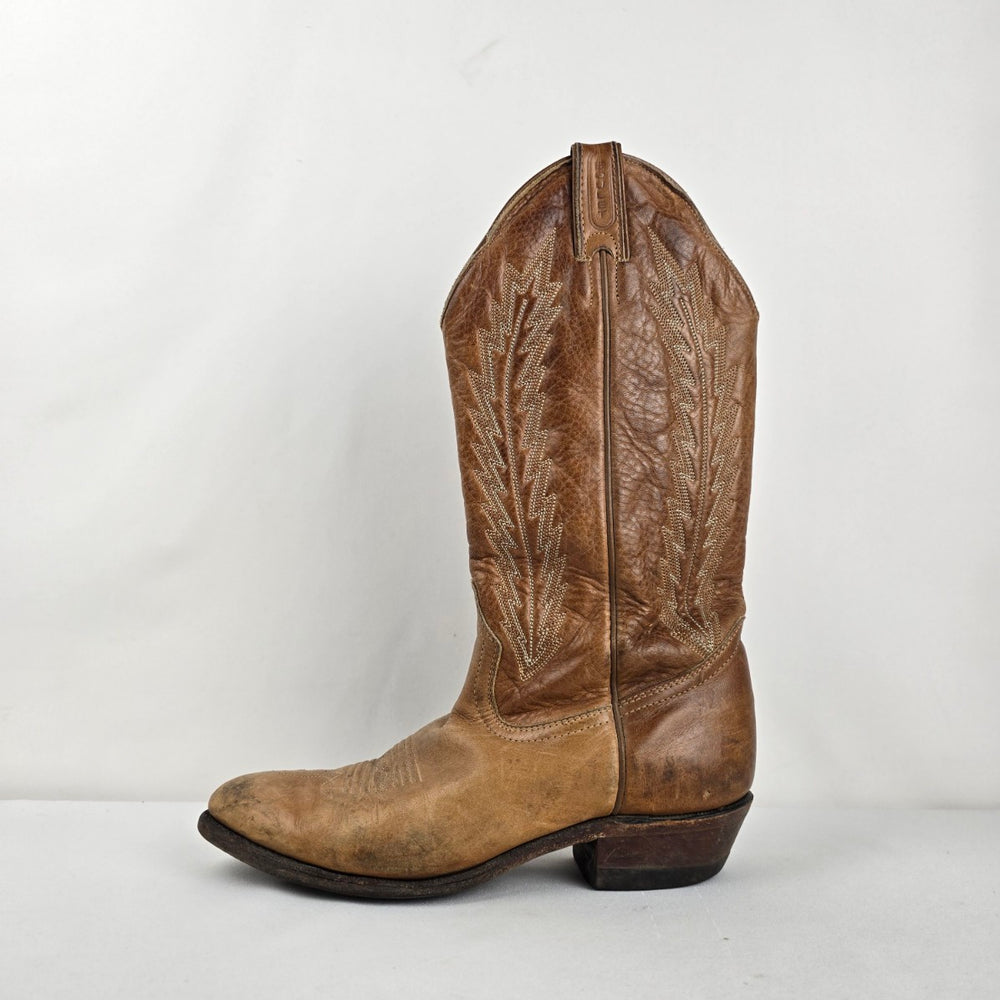 Vintage Boulet Brown Leather Western Cowboy Boots Size 7.5 Made in Canada