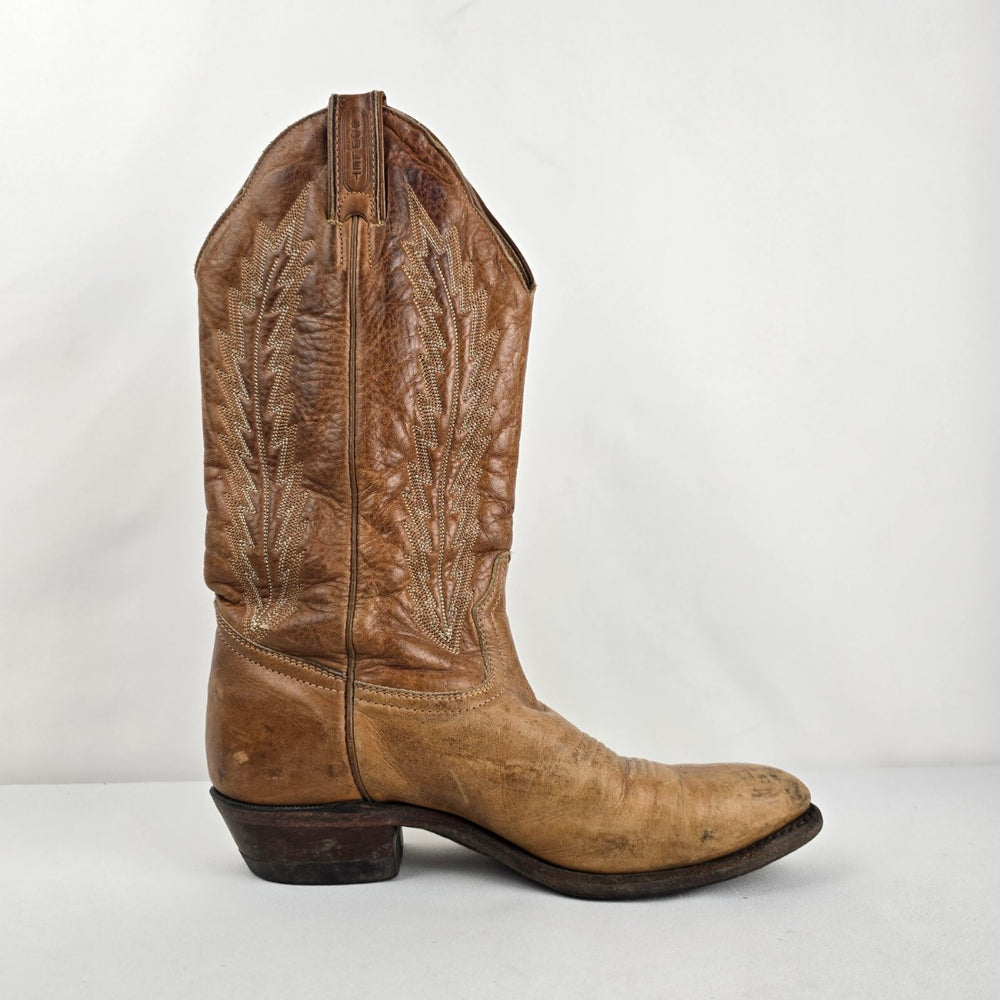 Vintage Boulet Brown Leather Western Cowboy Boots Size 7.5 Made in Canada