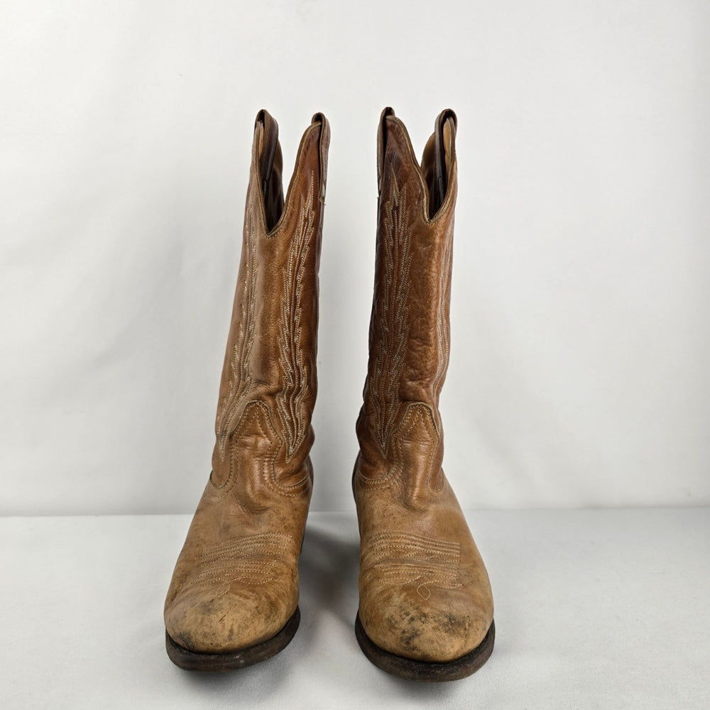 Vintage Boulet Brown Leather Western Cowboy Boots Size 7.5 Made in Canada