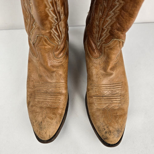 Vintage Boulet Brown Leather Western Cowboy Boots Size 7.5 Made in Canada