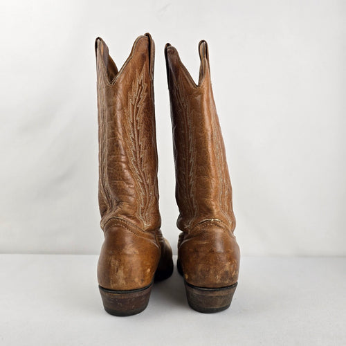 Vintage Boulet Brown Leather Western Cowboy Boots Size 7.5 Made in Canada