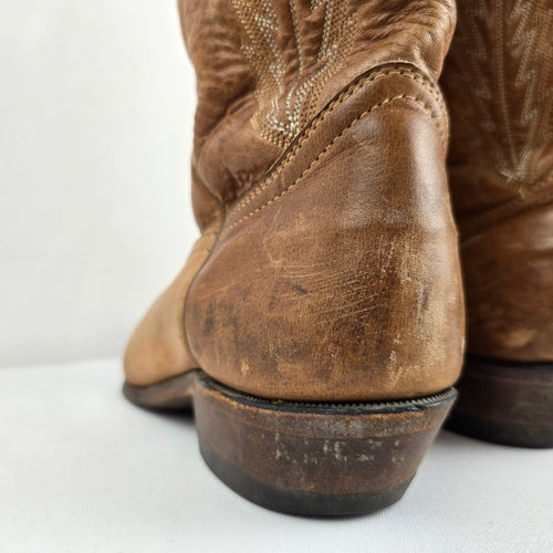 Vintage Boulet Brown Leather Western Cowboy Boots Size 7.5 Made in Canada