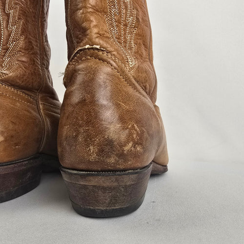 Vintage Boulet Brown Leather Western Cowboy Boots Size 7.5 Made in Canada