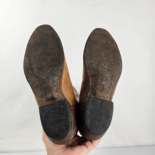 Vintage Boulet Brown Leather Western Cowboy Boots Size 7.5 Made in Canada