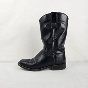 Vintage Texas American Made Black Leather Western Boots Size 5M