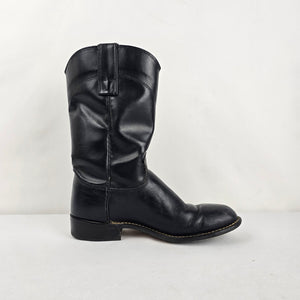 Vintage Texas American Made Black Leather Western Boots Size 5M