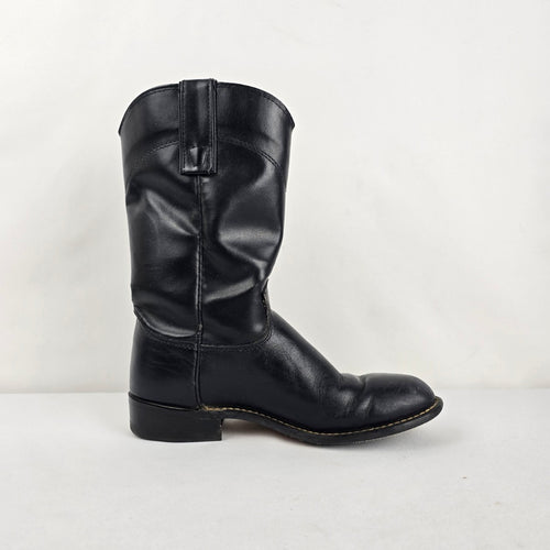 Vintage Texas American Made Black Leather Western Boots Size 5M