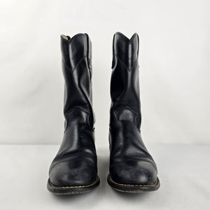 Vintage Texas American Made Black Leather Western Boots Size 5M