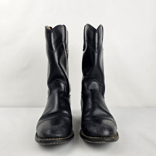 Vintage Texas American Made Black Leather Western Boots Size 5M