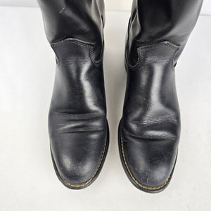 Vintage Texas American Made Black Leather Western Boots Size 5M