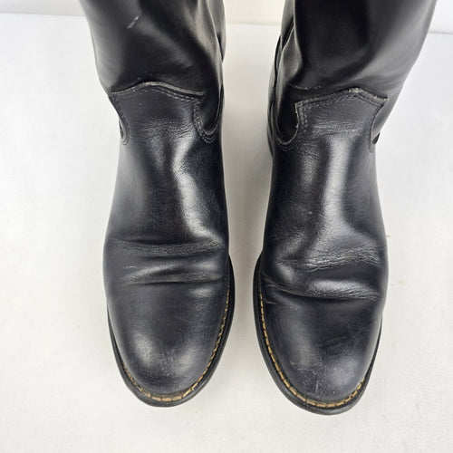 Vintage Texas American Made Black Leather Western Boots Size 5M