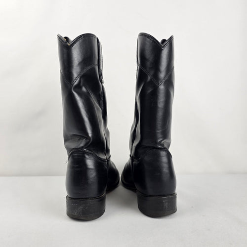 Vintage Texas American Made Black Leather Western Boots Size 5M