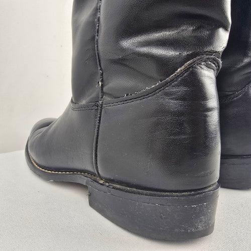 Vintage Texas American Made Black Leather Western Boots Size 5M