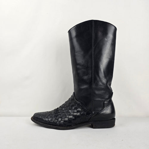 Vintage Texas Black Leather Western Boots Size 8 Made in USA
