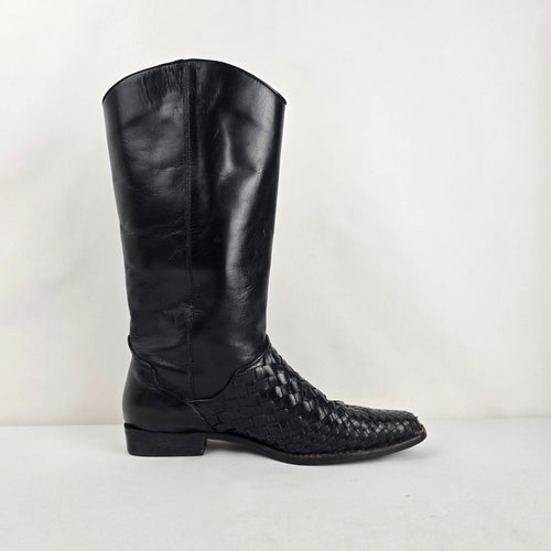 Vintage Texas Black Leather Western Boots Size 8 Made in USA