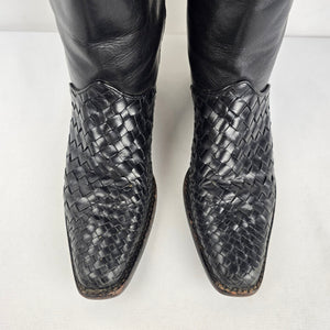Vintage Unisa Flex Black Leather Western Boots Size 8 Made in Brazil