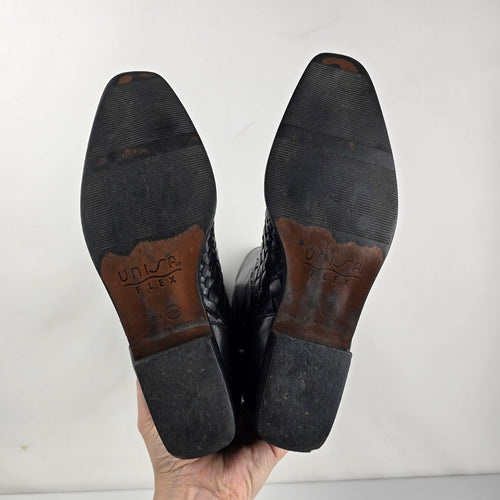 Vintage Texas Black Leather Western Boots Size 8 Made in USA