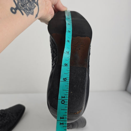 Vintage Texas Black Leather Western Boots Size 8 Made in USA