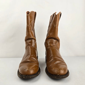 Vintage Justin Brown Leather Western Roper Boots Size 6