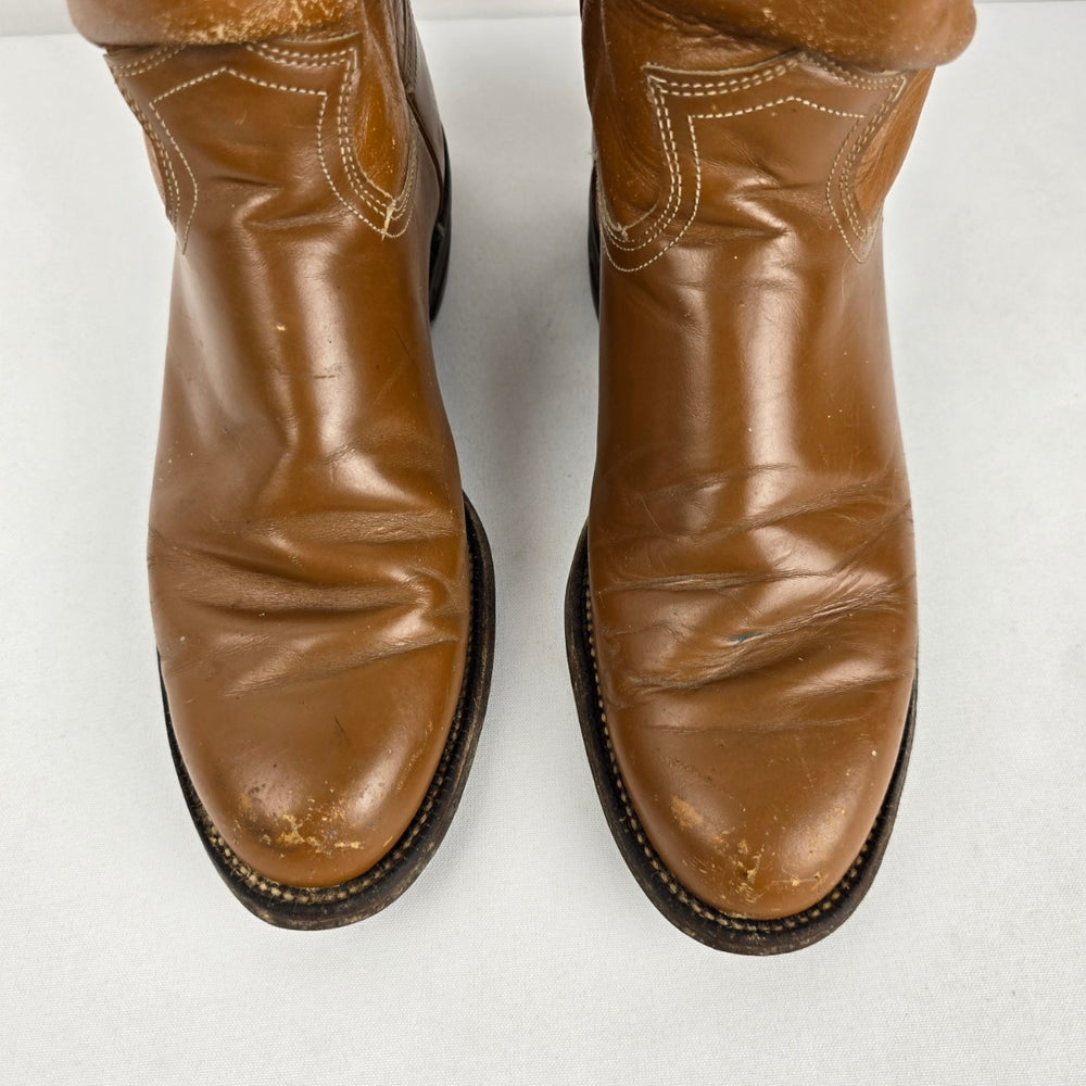 Vintage Justin Brown Leather Western Roper Boots Size 6