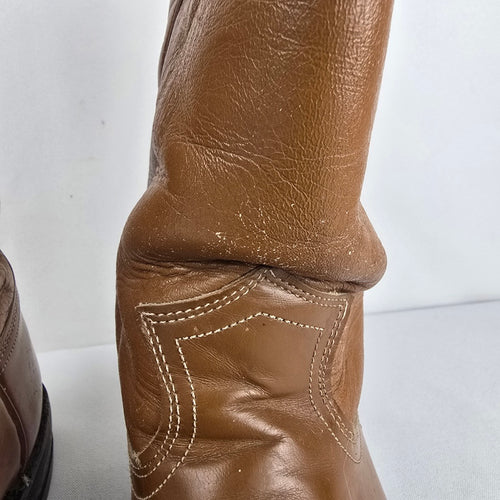 Vintage Justin Brown Leather Western Roper Boots Size 6