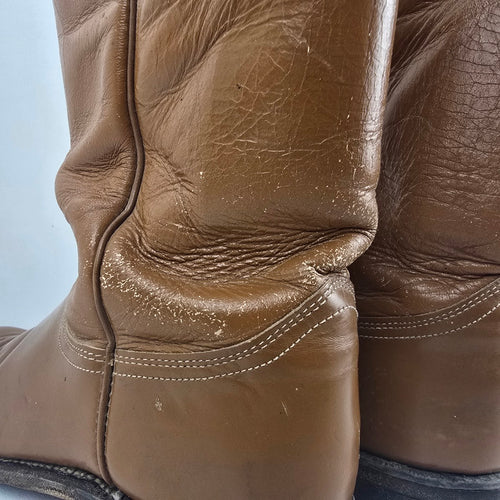 Vintage Justin Brown Leather Western Roper Boots Size 6