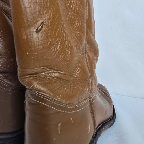 Vintage Justin Brown Leather Western Roper Boots Size 6