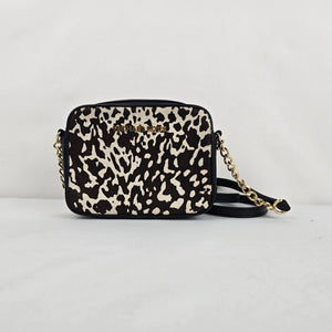 Michael Kors Black & Cream Animal Print Calf Hair Crossbody Bag