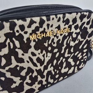 Michael Kors Black & Cream Animal Print Calf Hair Crossbody Bag