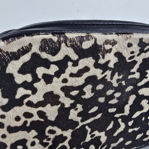 Michael Kors Black & Cream Animal Print Calf Hair Crossbody Bag