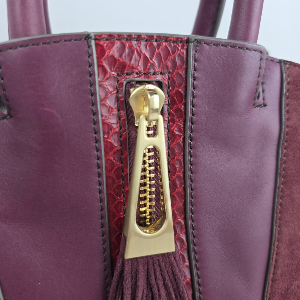 Brian Atwood Oxblood Mixed-Media Fringe Tassel Bag