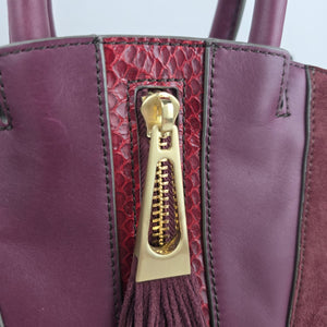 Brian Atwood Oxblood Mixed-Media Fringe Tassel Bag