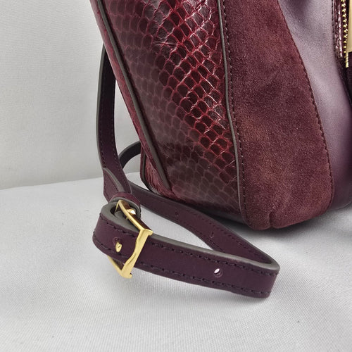 Brian Atwood Oxblood Mixed-Media Fringe Tassel Bag