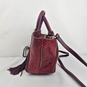 Brian Atwood Oxblood Mixed-Media Fringe Tassel Bag