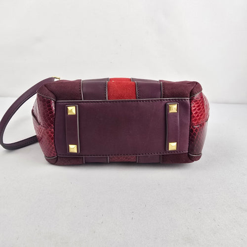 Brian Atwood Oxblood Mixed-Media Fringe Tassel Bag