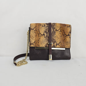 Vince Camuto Genuine Leather Haircalf Snakeskin Print Crossbody Bag