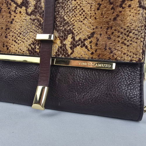 Vince Camuto Genuine Leather Haircalf Snakeskin Print Crossbody Bag