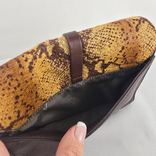 Vince Camuto Genuine Leather Haircalf Snakeskin Print Crossbody Bag