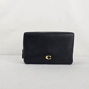 Coach Essential Cosmetic Pouch in Black Pebbled Leather