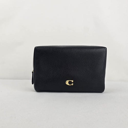 Coach Essential Cosmetic Pouch in Black Pebbled Leather