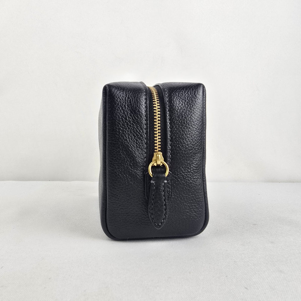 Coach Essential Cosmetic Pouch in Black Pebbled Leather