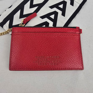 Marc Jacobs Red Pebbled Leather Zip Card Case Keychain