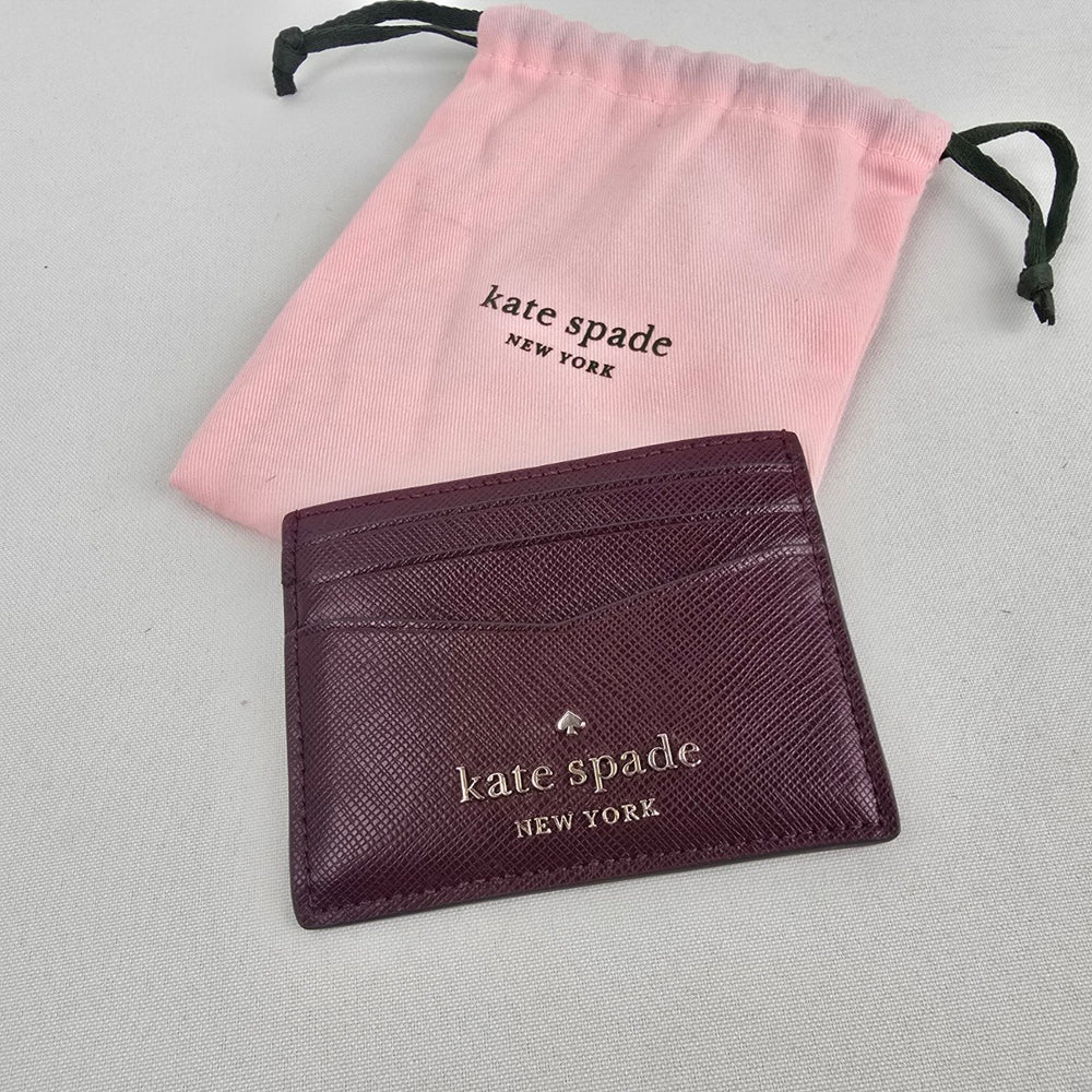 Kate Spade Burgundy Saffiano Leather Card Holder