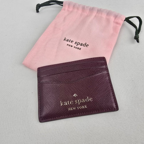 Kate Spade Burgundy Saffiano Leather Card Holder