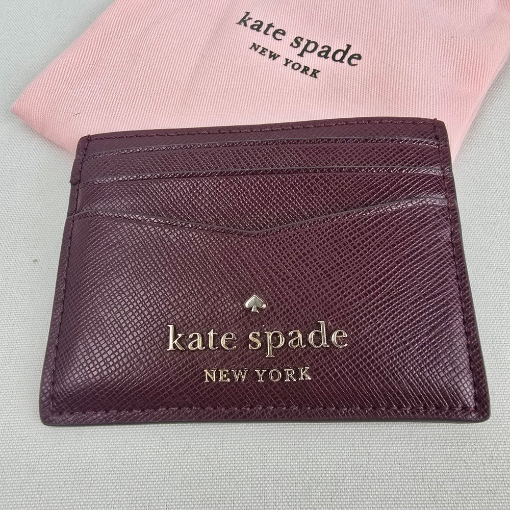 Kate Spade Burgundy Saffiano Leather Card Holder